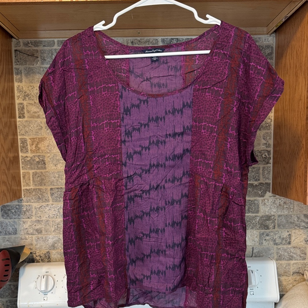 American Eagle Outfitters Magenta and Plum Blouse